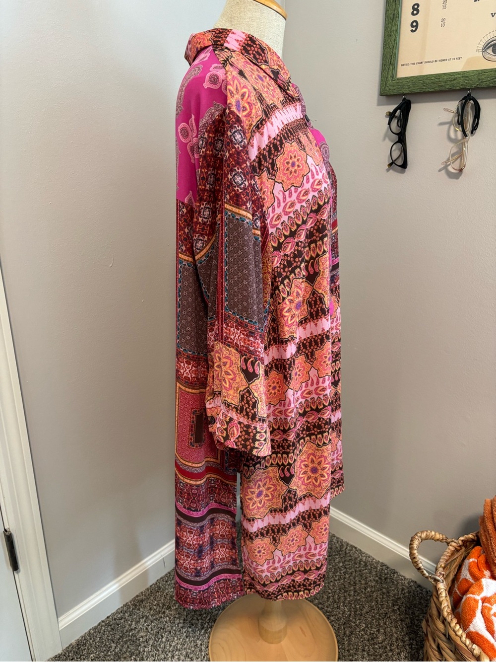 Long Tunic Length Button Down Blouse - Picture 5 of 6